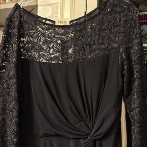 Elegant navy Lace Dress.... full length with slit